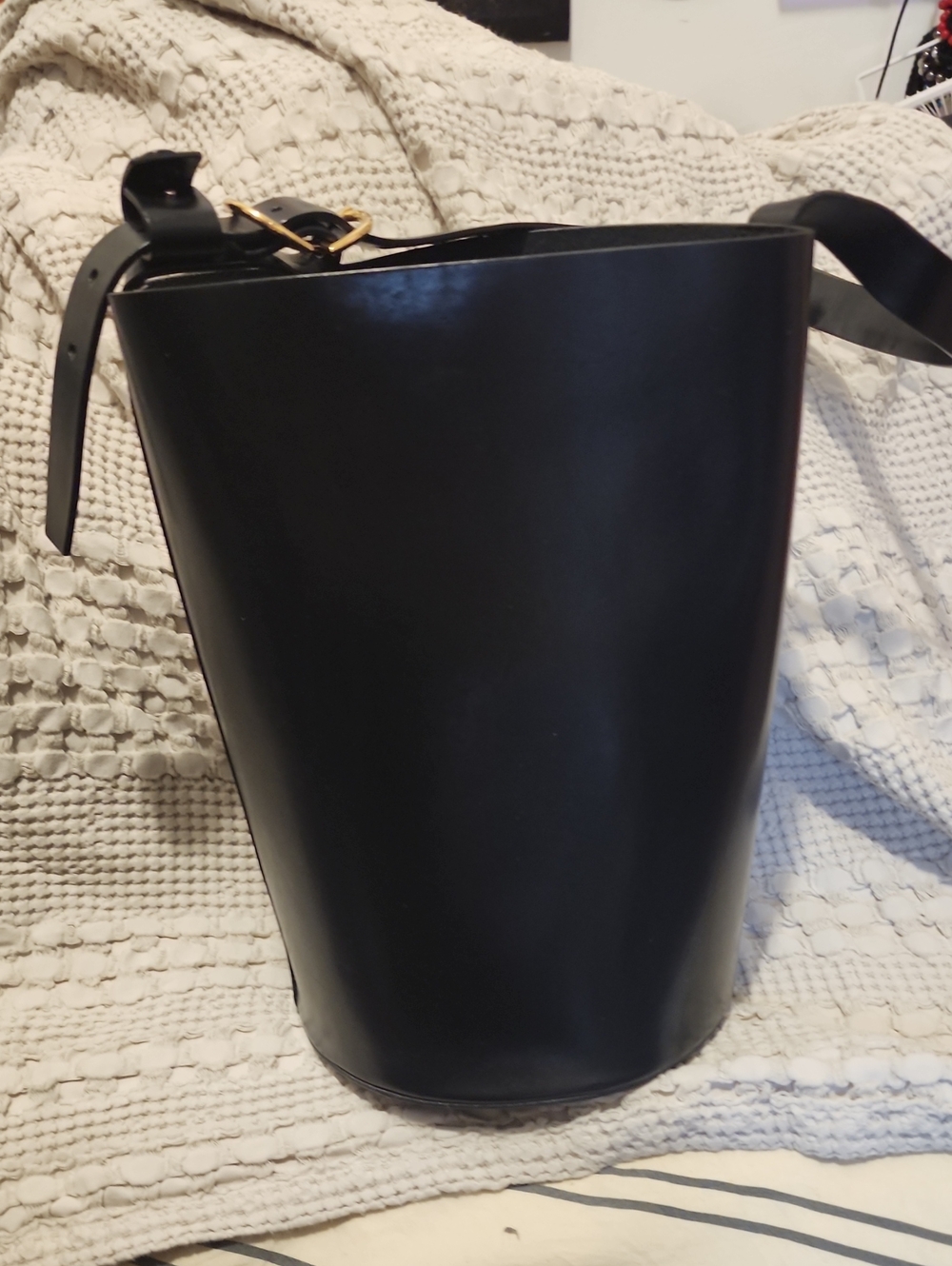 Black Structured Bucket Shoulder Bag